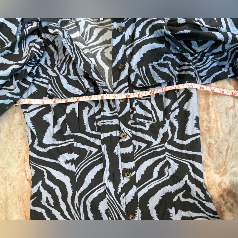 Women’s GANNI blue swirl pouf sleeve dress- Size 34 - Picture 8 of 10